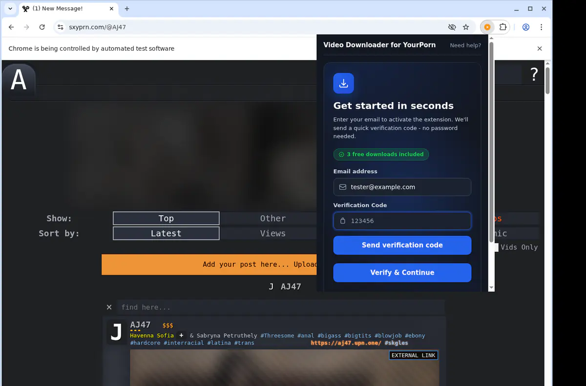 Yourporn Video Downloader browser extension screenshot 4